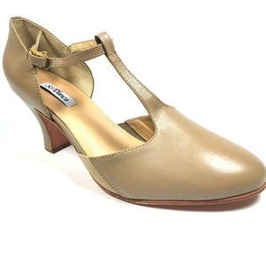 NEW So Danca Women's 11.5 M T-Strap 3" Heel Leather Beige Character Dance Shoes